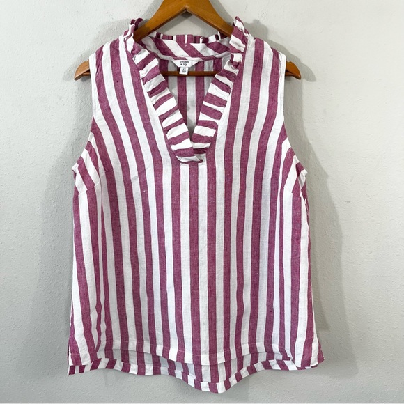 crown & ivy Tops - Crown & Ivy stripe linen sleeveless top